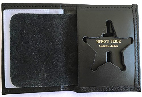 HERO'S PRIDE BI-FOLD RECESSED 5 PT STAR BADGE WALLET, Black, 2-5/8 in X 2-5/8 in