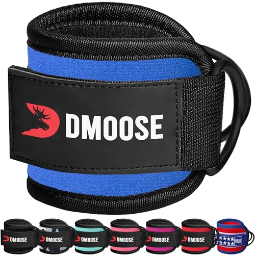 DMoose Ankle Strap for Cable Machine - One Size Fit with Premium Padding, Workout Kickback Ankle Cuffs, Ankle Bands for Working Out, Booty Workouts, Leg Extension, Hip Abductors & Lower Body Exercises