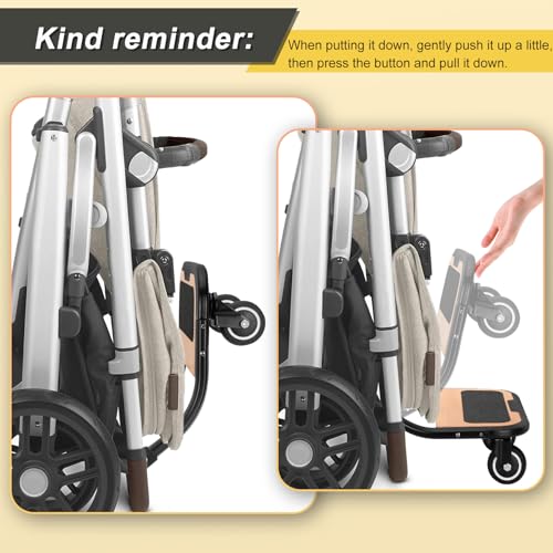 Image of Piggyback Ride-Along Board for Vista (Models 2015-2019),Vista V2,and Vista V3 Strollers,Stroller Standing Board with 360 Universal Wheel,Use EVA Foam Wheels Smoothly Nnavigate Through Rugged Roads