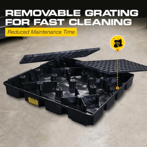 Image of Eagle Square 4 Drum Spill Containment Pallet, Made in the USA, Black