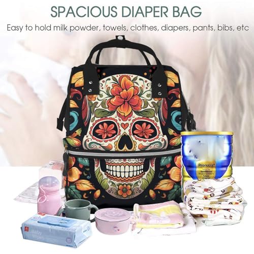 Sac à dos à langer motif tête de mort pour maman active