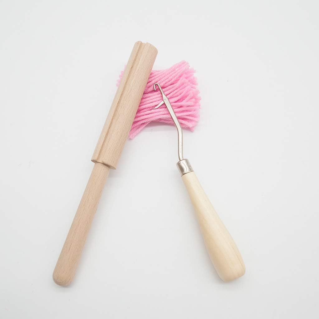 Laikoutd 2pcs / Set Wooden for Latch Hook Yarn Cutter Tool for Tapestry Carpet Rug Making Embroidery Decor Light Up Crochet Hooks Complete Set