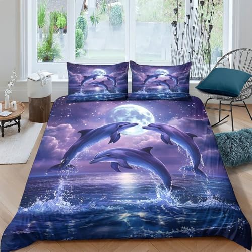 Parure de lit dauphin 3D super douce housse de couette haut de gamme - 4