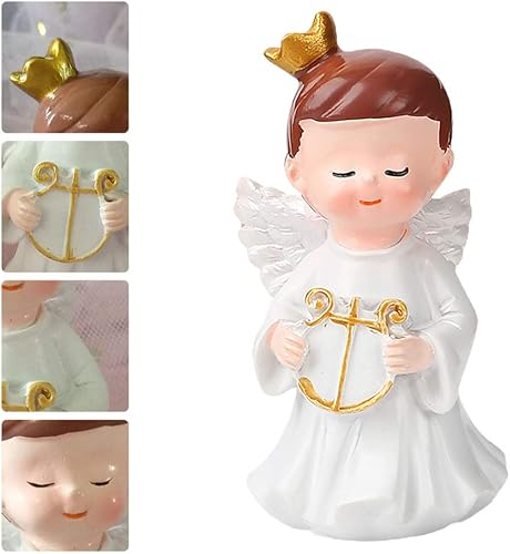 Miniatura 8 de ABOOFAN Decoración de pastel de ángel de resina con alas de ángel, adorno en miniatura para decoración de tartas, figuras de ángeles, estatua de