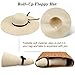 Naivlizer Women Wide Brim Sun Hat UPF50 Straw Summer Hat Floppy Beach Hat Roll-Up,Tie Beige