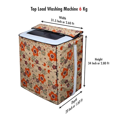 Image of DREAM CARE Waterproof & Dustproof Washing Machine Cover Top Load & Semi Automatic Suitable for 6 kg, 6.2 kg, 6.5 kg (80 x 86 x 51 cms)