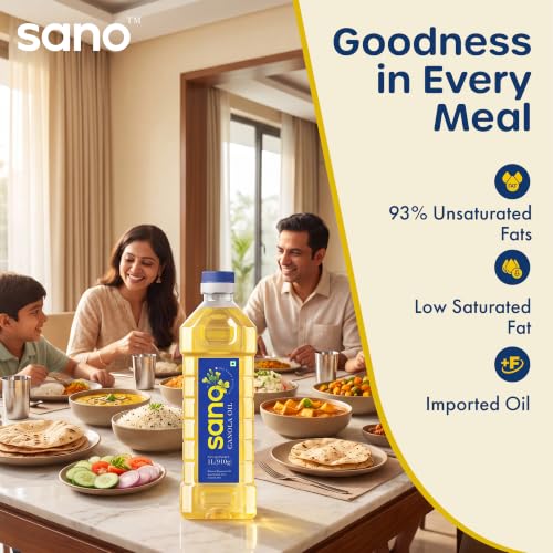 Image of Sano Canola Oil: Cooking Oil for Daily Use | Recommended for All Types of Cuisines | Ideal for Conscious Cooking | 1 Liter (Pack of 1)