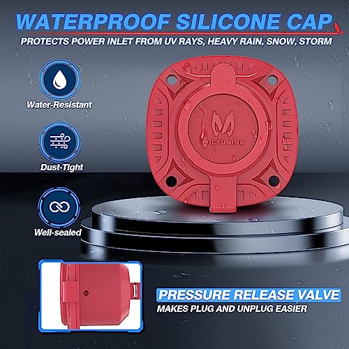 MICTUNING 15Amp 125V AC Port Plug with 20" Integrated Heavy Duty Extension Cord and Water-Resistant Cap - Red by MICTUNING - Image 6