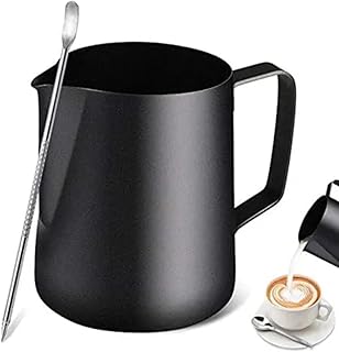 Bule Jarra Leiteira Barista 600ml em Inox Preto + Caneta para Latte Art