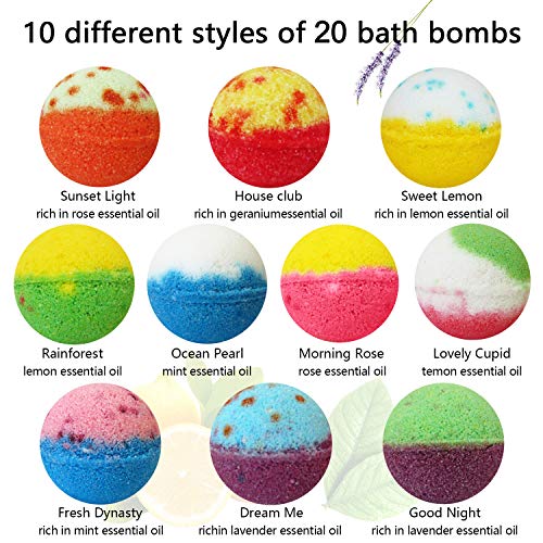 Nagaliving Bath Bombs Gift Set, 20 Wonderful Fizz Effect Handmade Bath Bombs For Valentine’s Day, Christmas, Mother’s Day, Father’s Day, Children’s Day, Birthday, Thanksgiving Day& Any Anniversaries #TOP1