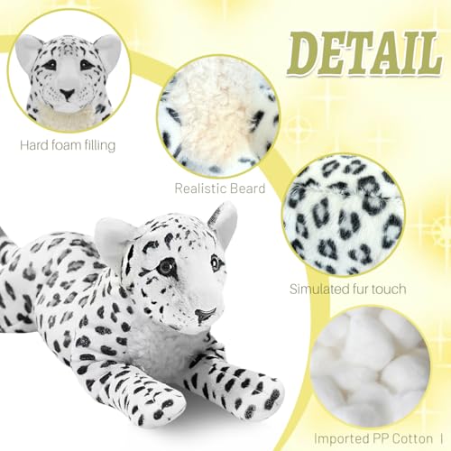 Gisqis Realistic Snow Leopard Plush 15" Big White Leopard Stuffed Animal by Gisqis - Used condition - Image 2