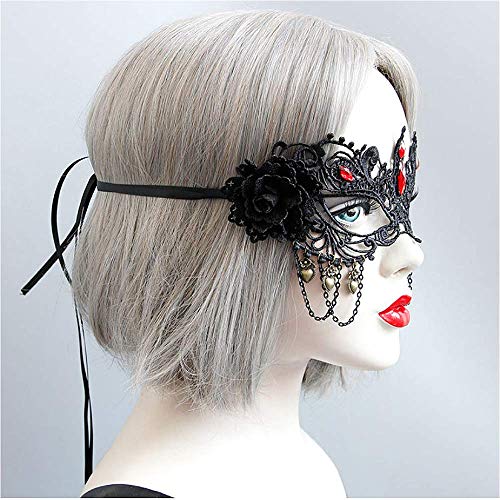 Cathercing Halloween Sexy Black Lace Eye Mask for Women Vampire Masquerade Red Eye Mask Costume Jewelry Accessories for Festival Cosplay Party - Image 4