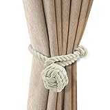 One Pair Hand Tied Curtain Clips Curtain Fabric Drapery Tassels Bind Accessories ，Buckle， Decorative Tie Curtain Hold Backs Tiebacks (Beige Ball)