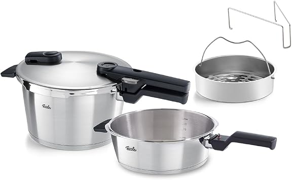 Fissler Vitaquick Premium Düdüklü Tencere Set 4,5+2,5 Litre Buharlama Aparatlı