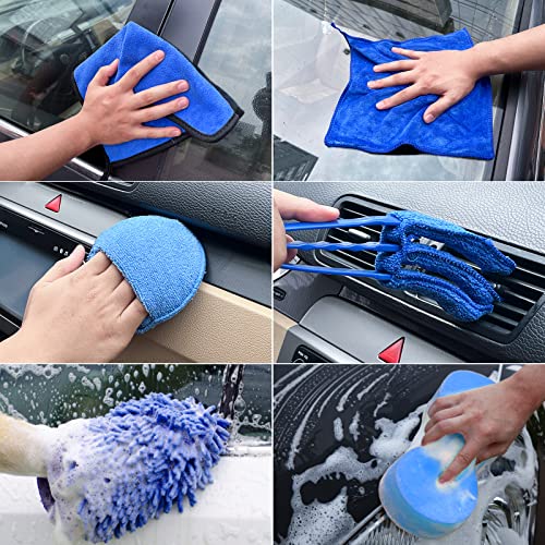 Car Detailing Brushes Kit,28Pcs Car Cleaning Drill Brush Set With Detailing Brushes And Microfiber Wash Mitt, Buffing Polishing Sponge Pads,Auto Cleaning Tools Kit For Interior&Exterior, Tire, Wheels #TOP6