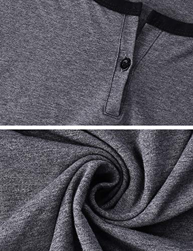 Aibrou Men's Pajama Set Cotton Long Sleeve Top & Bottom Striped Sleepwear Loungewear Gray - Thumbnail 6