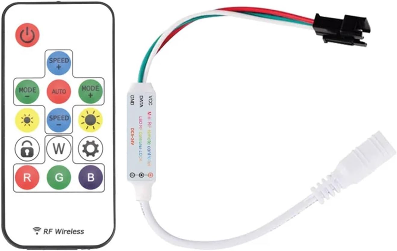 DC5V-24V 12V LED Pixel IC Controller USB/DC RF 14/17/21 Key Remote Control for Full Color WS2811 WS2812B SK6812 1903 LED(14KEY DC)