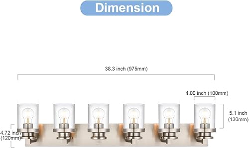 Miniatura 4 de BONLICHT Lámpara moderna de montaje en pared de níquel cepillado, lámpara de tocador de baño, aplique de pared de granja, 6 luces, accesorios de