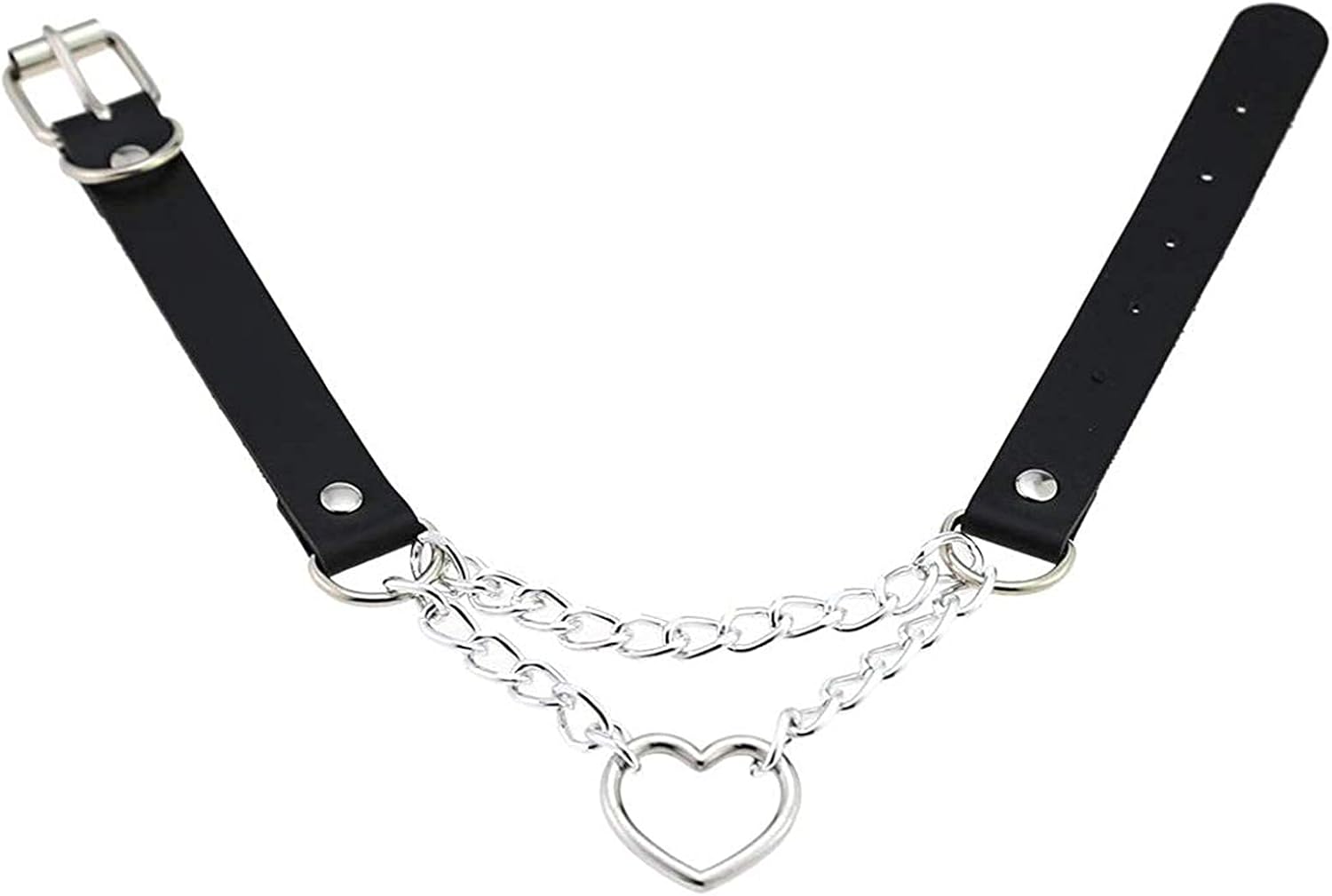 BEHAHAI 1 PCS Heart Leather Choker Black O Ring Vintage Gothic Punk Choker Fancy Dress Rock Choker Necklace PU Leather Collar Choker For Women Men Accessory - Image 4