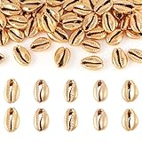 Light Gold Cowrie Seashells Craftdady 50Pcs Metallic Sea Animal Shell Beads for Beach Ocean Summer Jewelry Craft Making Vase Filler Fish Tank Home Party Wedding Decoration