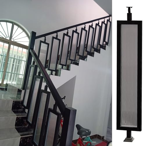 Elegant Wrought Iron & Glass Stair Spindles Baluster Set for Heavy Duty Railing - Stylish Interior Decor for Staircases & Banisters, Perfect for Modern Homes