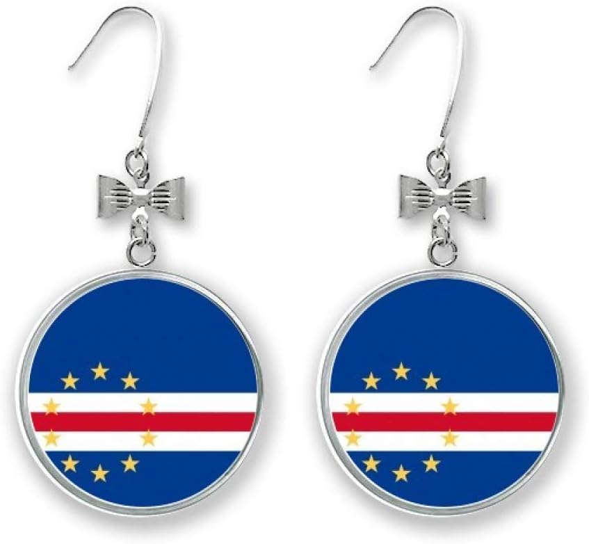 Cape Verde National Flag Africa Country Bow Earrings Drop Stud Pierced Hook