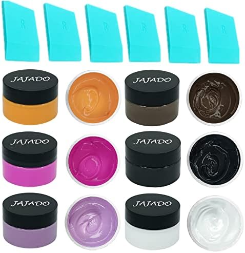 JAJADO 6 Jars Chalk Paste Paint with Screen Printing Squeegees, Screen Printing Ink Transfers Paste Adhesive Stencil Chalk Paint for Craft on Wood, Fabric, Glass, DIY Home Decor Art Craft Project