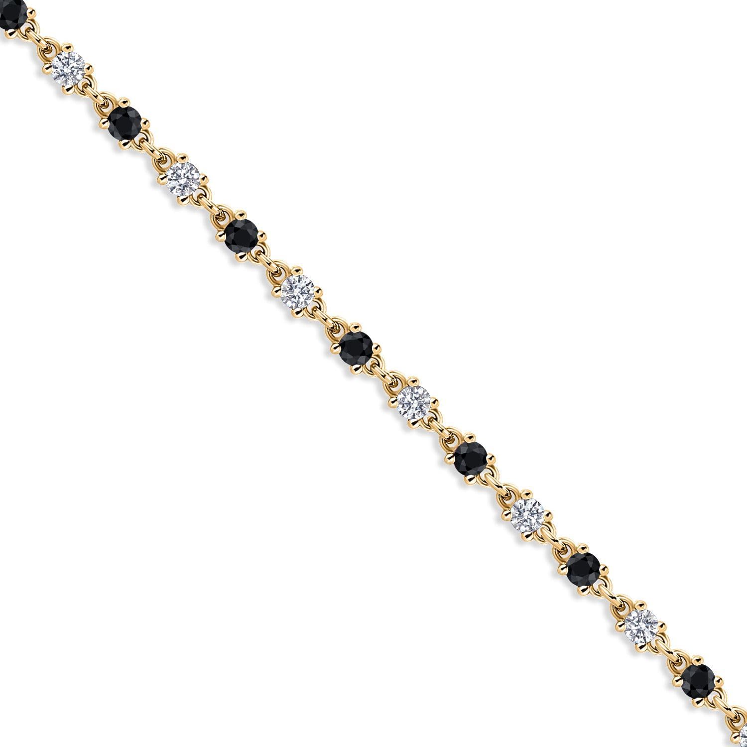 Gem Stone King Black Onyx and White Moissanite Tennis Bracelet for Women in 925 Sterling Silver | 1.76 Cttw | Round 2.5MM | Gemstone December Birthstone | 7 Inch