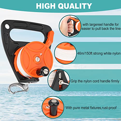 Pilipane 150Ft Scuba Dive Reel Kayak Anchor With Thumb Stopper, Scuba Ratchet Dive Reel With Handle Stop Switch For Cave, Wreck,Drift Diving,Kayak(Orange) #TOP2
