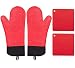 Produktbild Lachi Ofenhandschuhe aus Silikon, hitzebeständig, extra lang, rutschfest, dick, mit Baumwollschutz für Küche, Grillen, Kochen, Mikrowelle und Backen