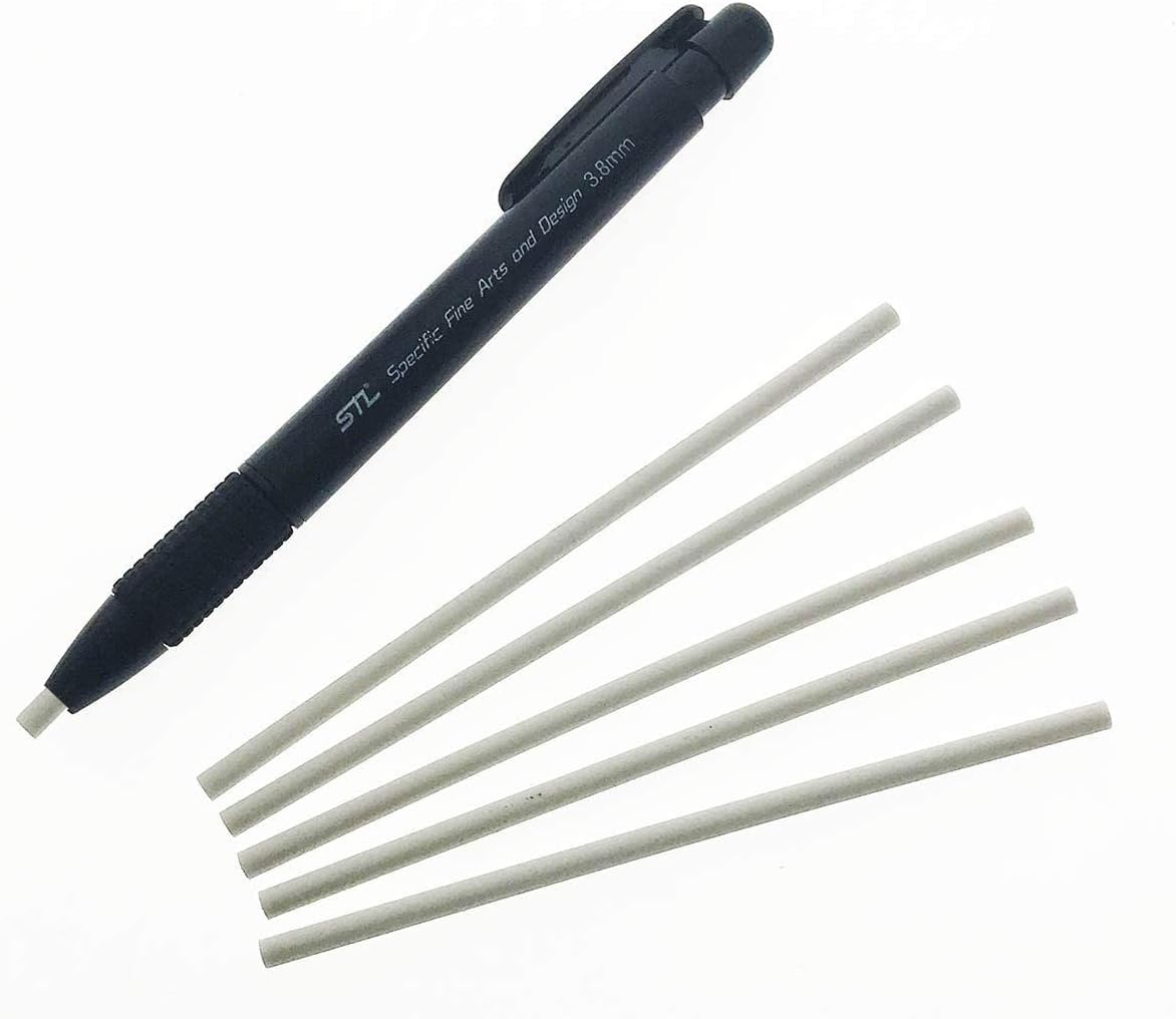 KIRA Eraser Pen Value Pack Round 3.8mm. Precision Tip Eraser with 5 Refills,Black