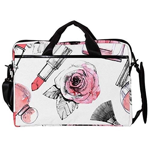 Sac à bandoulière pour ordinateur portable 14-15.4" motif fleurs rouge à lèvres