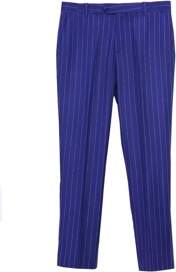 Men's Vertical Stripes Suit Pants Adjustable Waist for Dinner Party