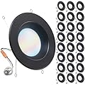 Sunco 24 Pack 5CCT Black LED Recessed Lighting 6 Inch, 2700K/3000K/3500K/4000K/5000K Selectable, Dimmable Can Lights, Baffle Trim, 13W=120W, 965 LM, Damp Rated, Retrofit Installation - UL Listed.