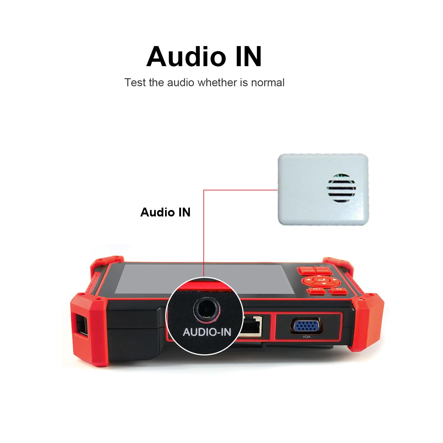 Tester per telecamera CCTV, 8 MP, TVI, CVI, AHD, CVBS, schermo da 5 pollici, cavo UTP, HDMI, VGA, RS485, controllo PTZ, test audio, 12 V