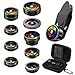 AMIR For iPhone Lens, 0.4X Wide Angle Lens + 180°Fisheye Lens & 10X Macro Lens (Screwed Together), Cell Phone Lens for iPhone Camera Lens for iPhone 7 Plus, 8, 7, 6s, Samsung & Smartphones(Silver)