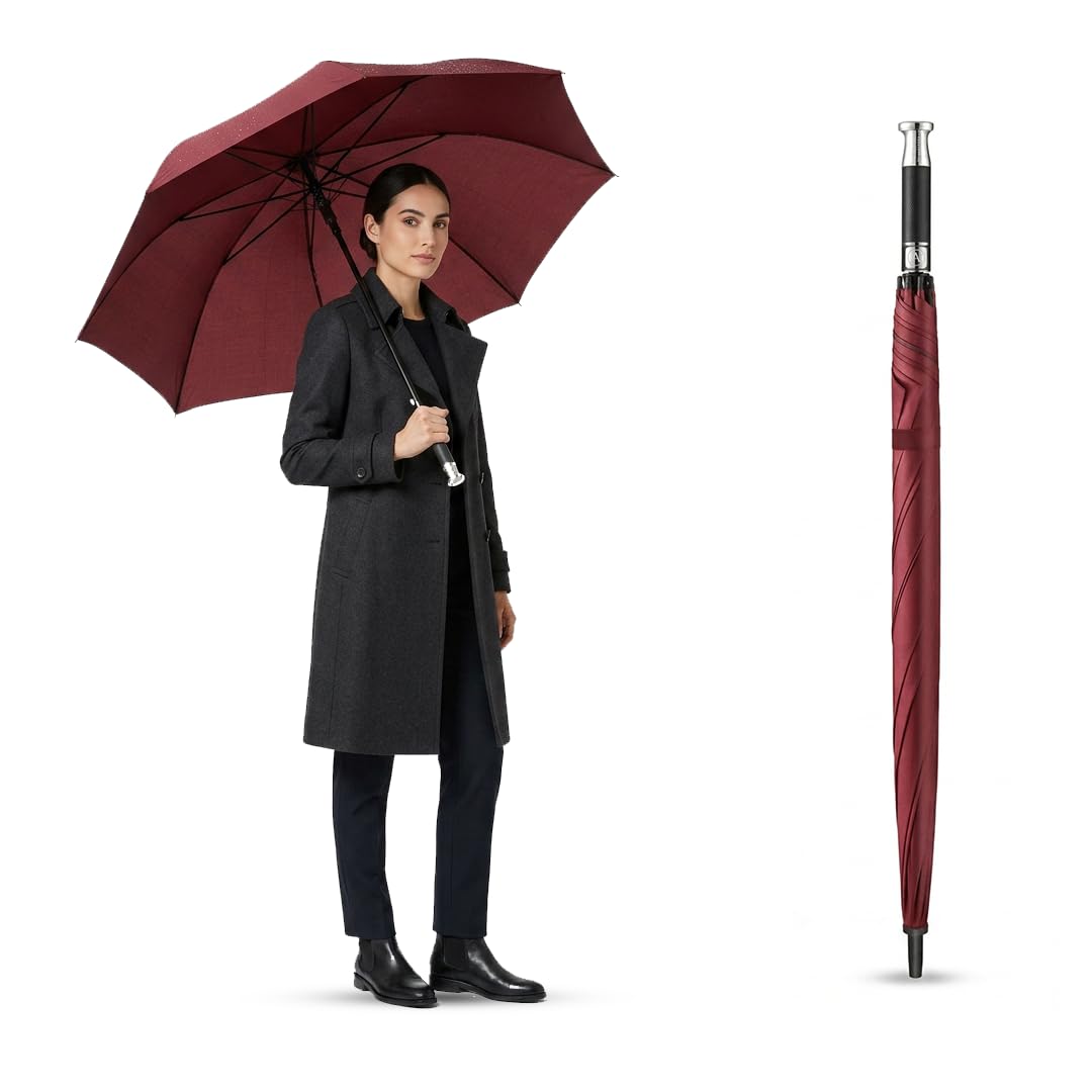 Roughhouse Windproof Double Canopy Umbrella | Automatic Open | Heavy Duty Large Coverage Rain Umbrella with Ergonomic Hand...