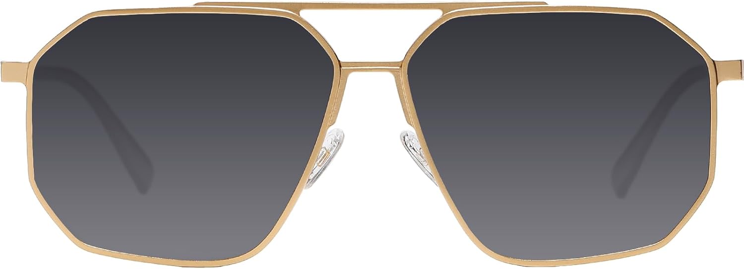 DUCO Polarized Sunglasses Men Women Retro Classic Square Sun Glasses Oversized Vintage Metal Frame Trendy Shades DC3032