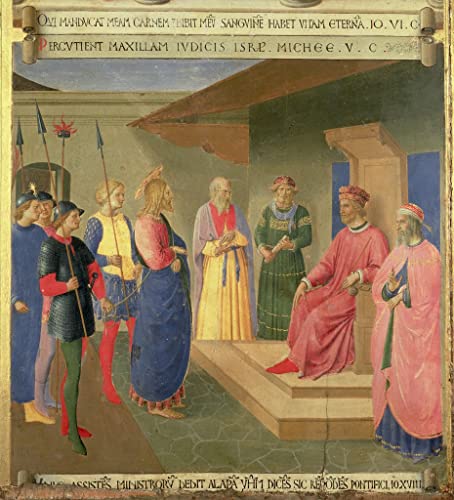 Cuadro de Fra Angelico Detalle de Cristo ante Caifús en lienzo de 60x90cm