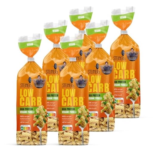 STEINER´s Low Carb High Protein Fusilli | 95% weniger Kohlenhydrate | 49g Protein | ballaststoffreich, (STEINER's High Protein Fusilli, 6x250g)