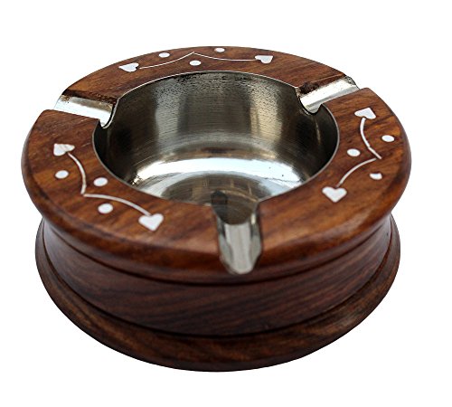 ITOS365 Handmade Wooden Ashtray Round for Home Office Car Gifts Cover
