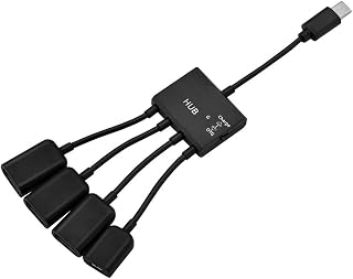Domary USB C ハブ 4 in 1、USB 2.0 ポート 3 つと充電ポートを備えた タイプ C アダプター | ABS 素材、480Mbps データ転送、プラグアンドプレイ、、 、 およびその他の デバイス用