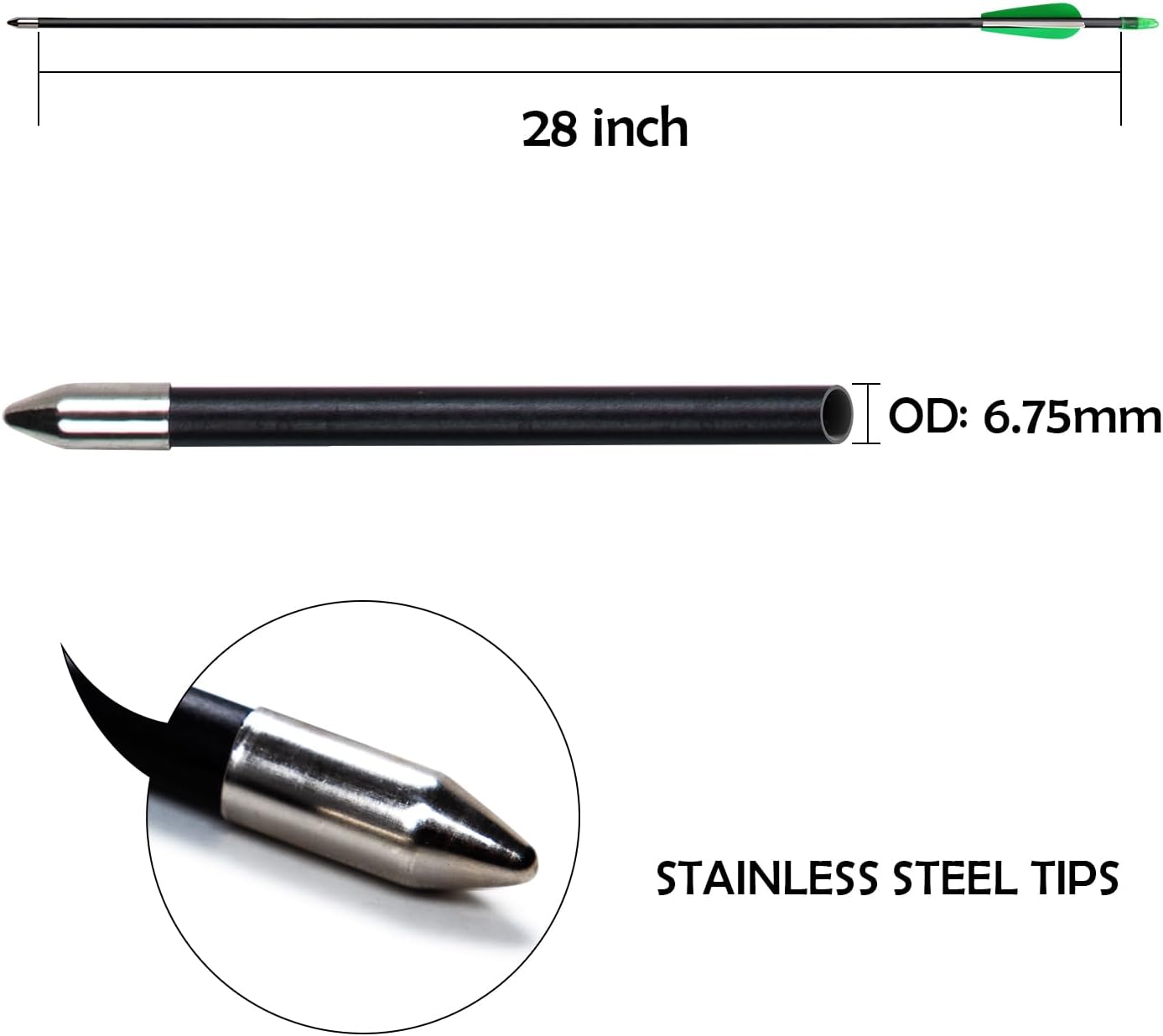 Archery Targeting Arrows 28inch Practice Arrows for Recurve Bow Fiberglass Training Arrows for Kids Youth and Teens (12Pcs/6Pcs)