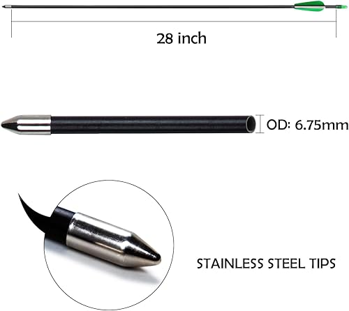Vista 34 de Flechas de tiro con arco de 28 pulgadas, flechas de práctica para arco recurvo de fibra de vidrio, flechas de entrenamiento para niños, jóvenes