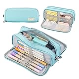 Qican Estojo para lápis Grande capacidade Bolsa para lápis Bolso com zíper para escola Armazenamento doméstico Bolso multicamadas Organizador de escritório Presente para homens, mulheres, criança