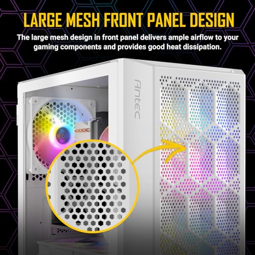 Image of Antec NX200 M White, Micro-ATX Tower, Mini-Tower Computer Case with 120mm Rear Fan Pre-Installed, Mesh Design in Front Panel Ventilated Airflow, NX Series