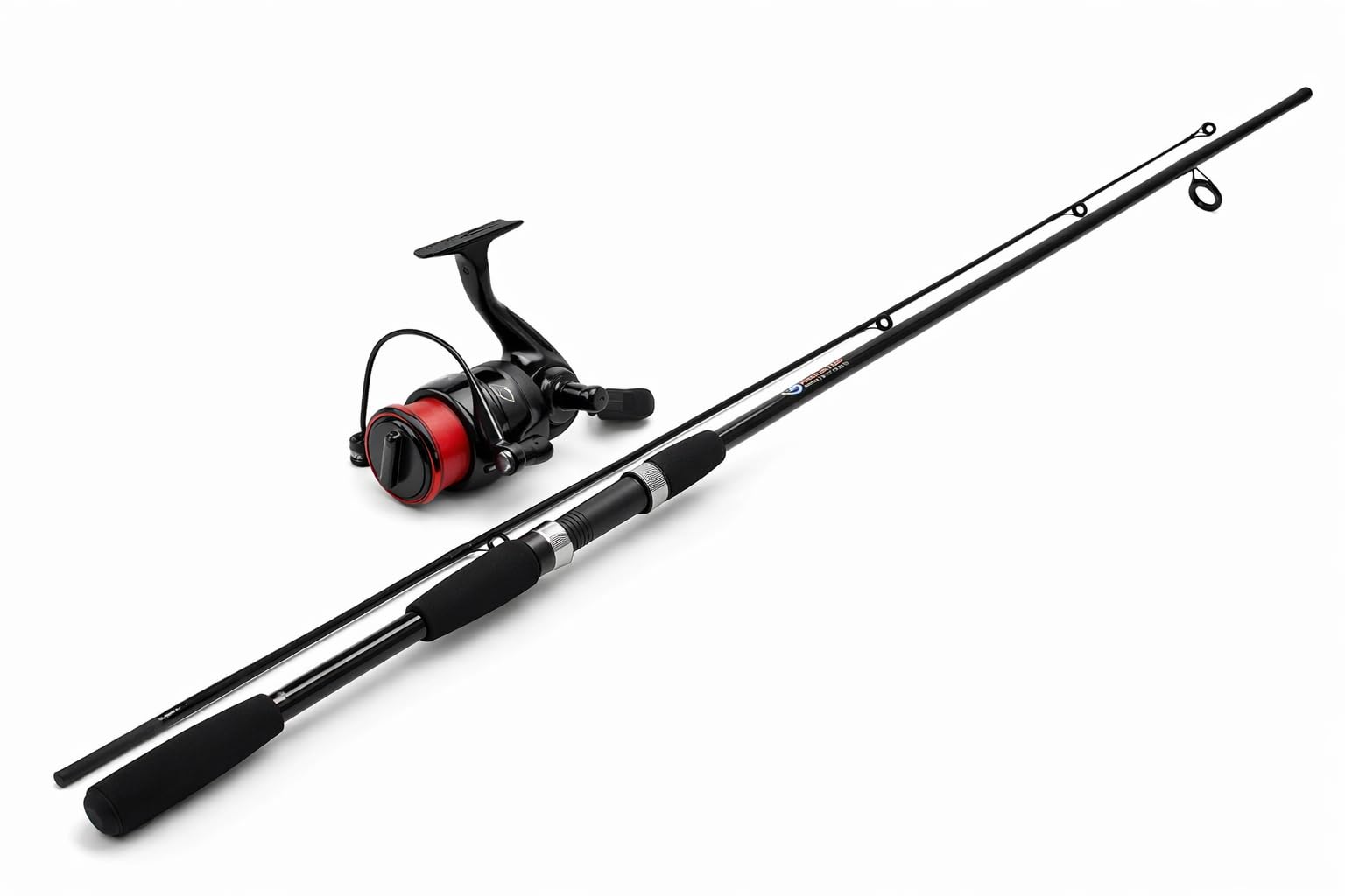 Hunter Pro 7ft Composite Spinning Rod & Revolver 30 Reel Combo - 2pc Lure Fishing Kit Pre-Spooled with 20lb Braid - For Pike, Perch, Bass & Mackerel