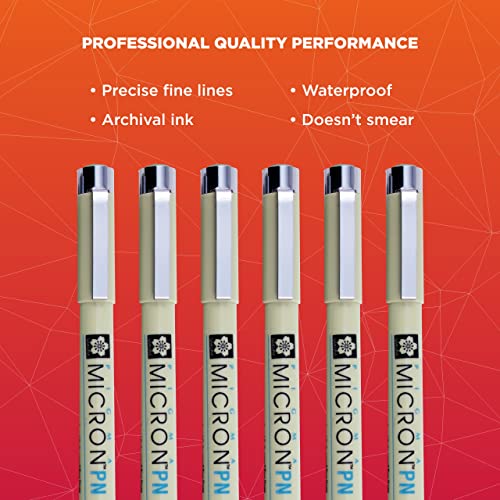 Sakura Pigma Micron Plastic Nib Pens - Archival Black And Colored Ink Pens - Pens For Writing, Drawing, Or Journaling - Black And Assorted Colored Ink - 0.45 Mm Plastic Nibs - 6 Pack #TOP3