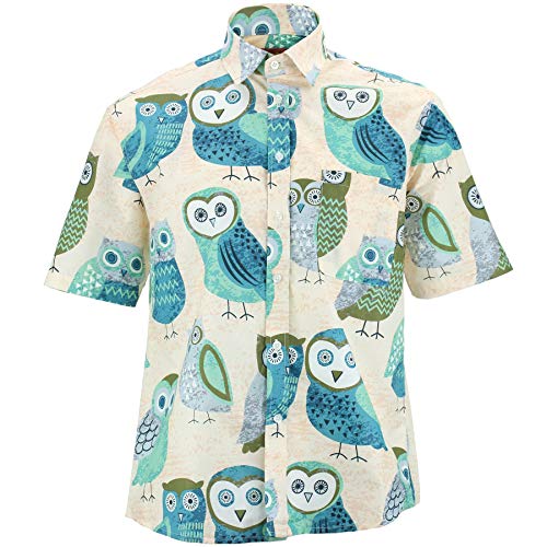 Chemise à manches courtes originale avec motifs chouettes pour un style décontracté unique