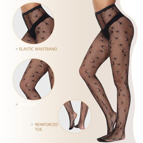Image of Fishnet Stockings for Women With Stretch Waistband,Fishnets With Reinforced Toes, Fishnet Tights With High Elastic
